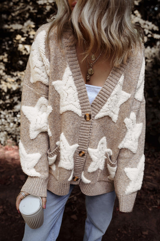 Star Button Up Long Sleeve Cardigan